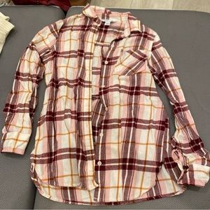 Old navy pink flannel button up shirt